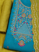 Embroidered Chanderi Unstitched Suit With Dupatta